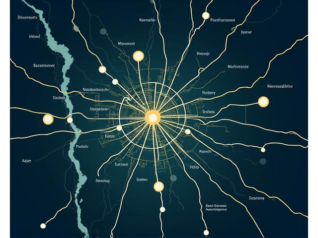 Stylized and abstract map of Portland, Oregon, with highlighted points or glowing nodes indicating various community involvement locations like universities, libraries, and tech hubs, demonstrating Ignite Labs' local impact.