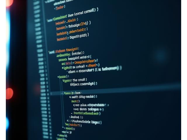 Mockup of a sleek, dark-themed integrated development environment (IDE) showing Solidity code with syntax highlighting, on a glowing monitor screen